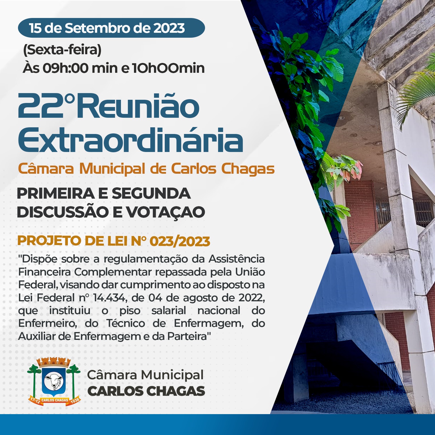 22ª REUNIÃO EXTRAORDINÁRIA 15/09/2023