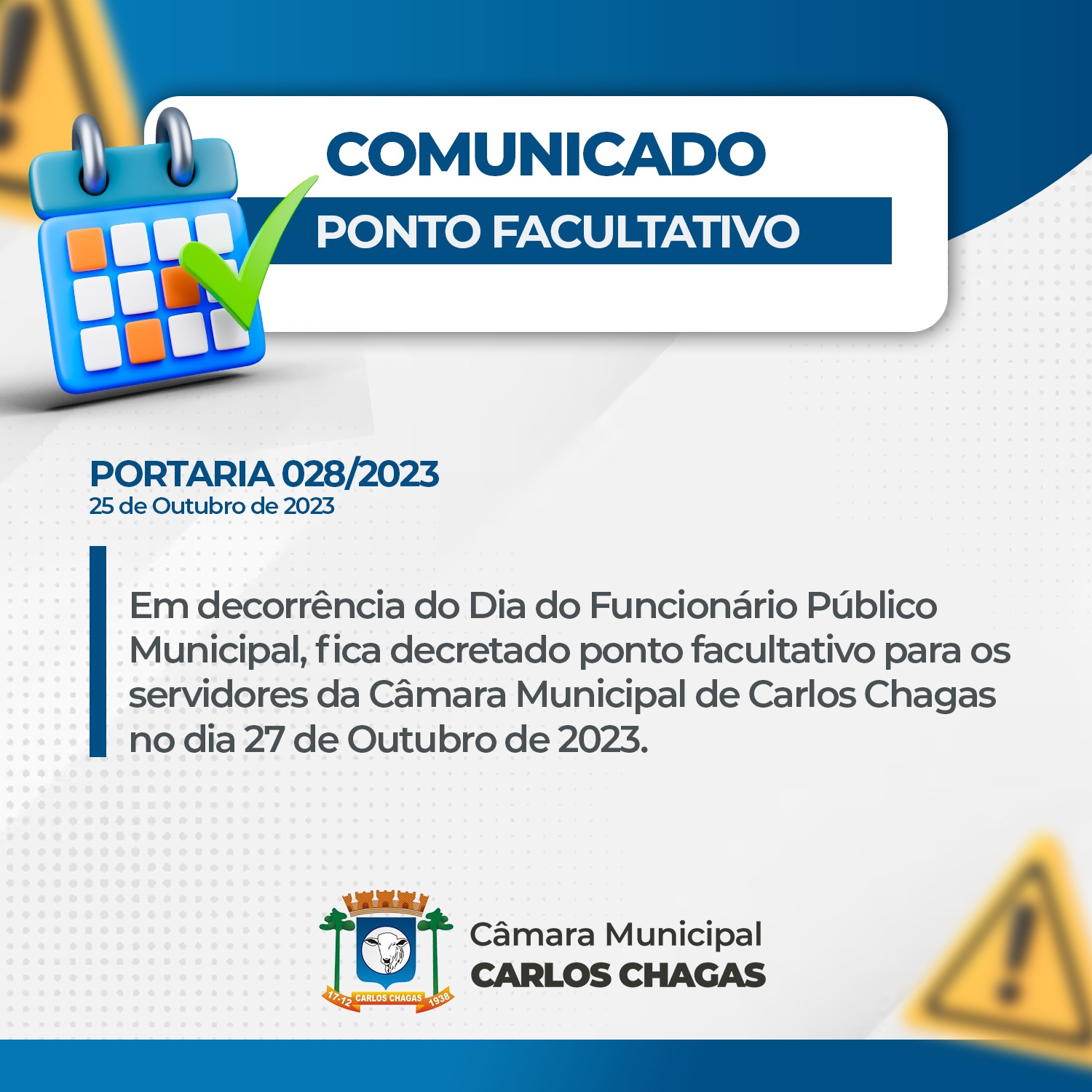 COMUNICADO PONTO FACULTATIVO - 27/10