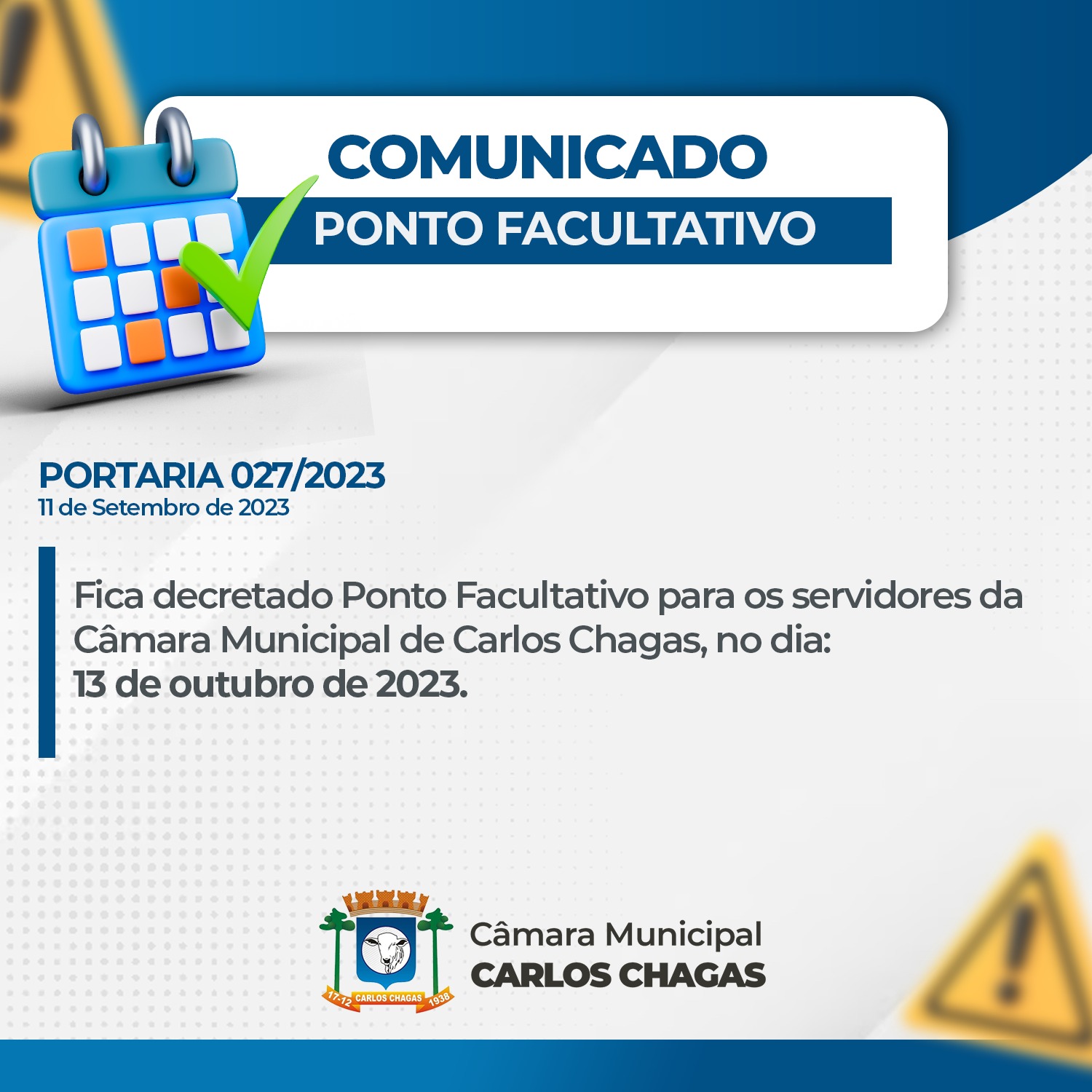 COMUNICADO PONTO FACULTATIVO 13/09/2023