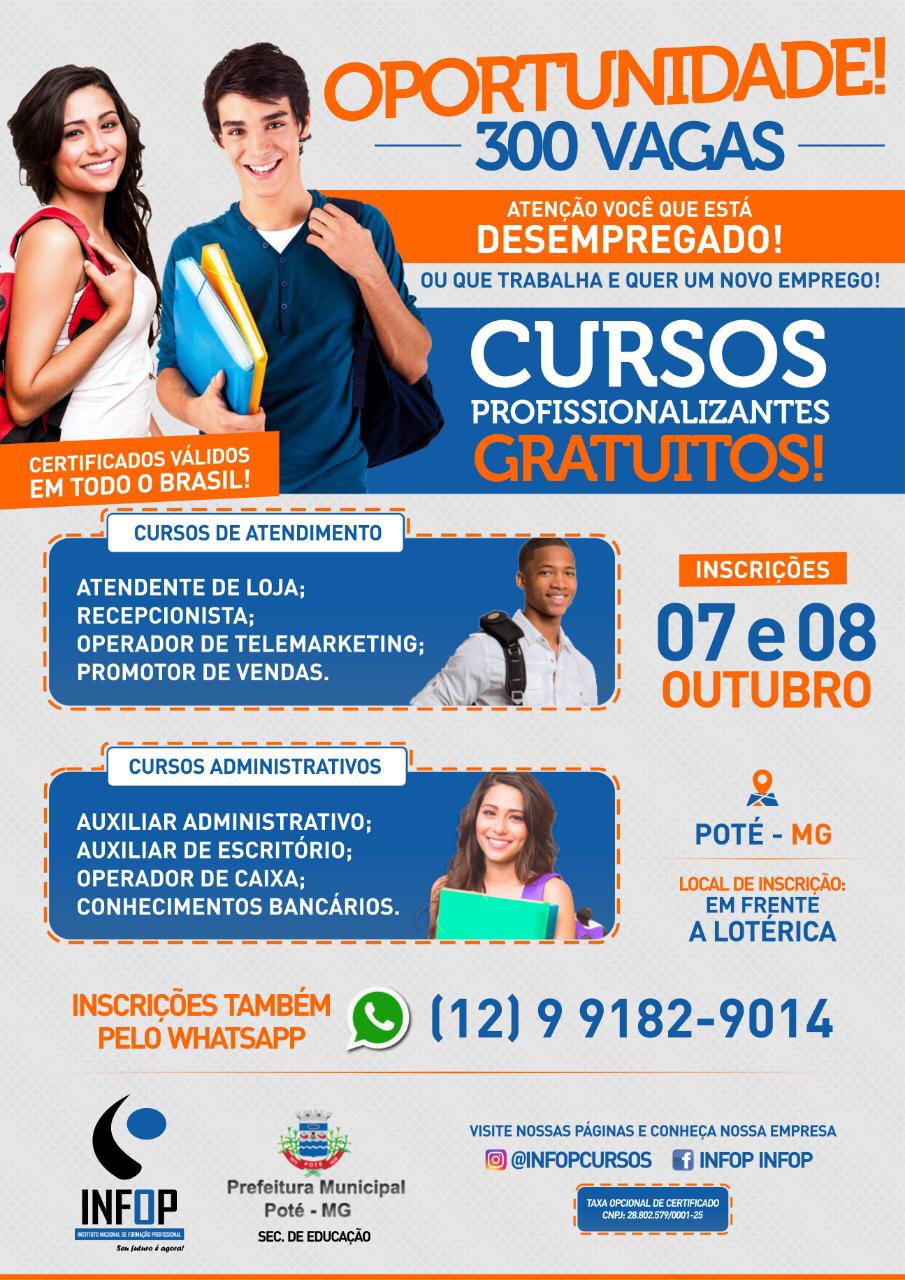 CURSOS PROFISSIONALIZANTES GRATUITOS