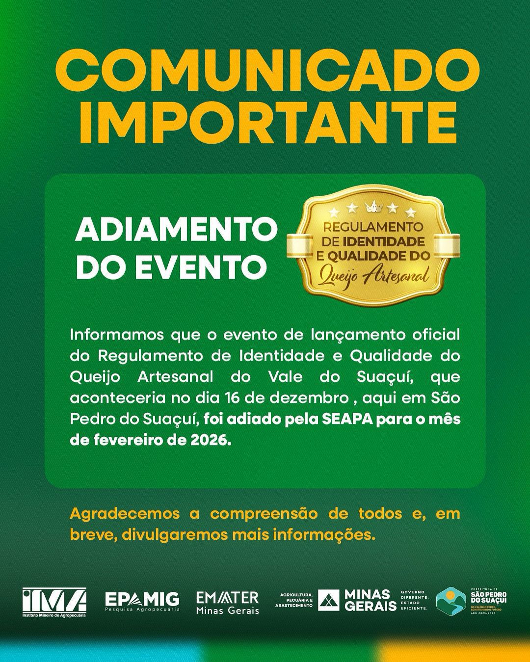 EVENTO ADIADO!