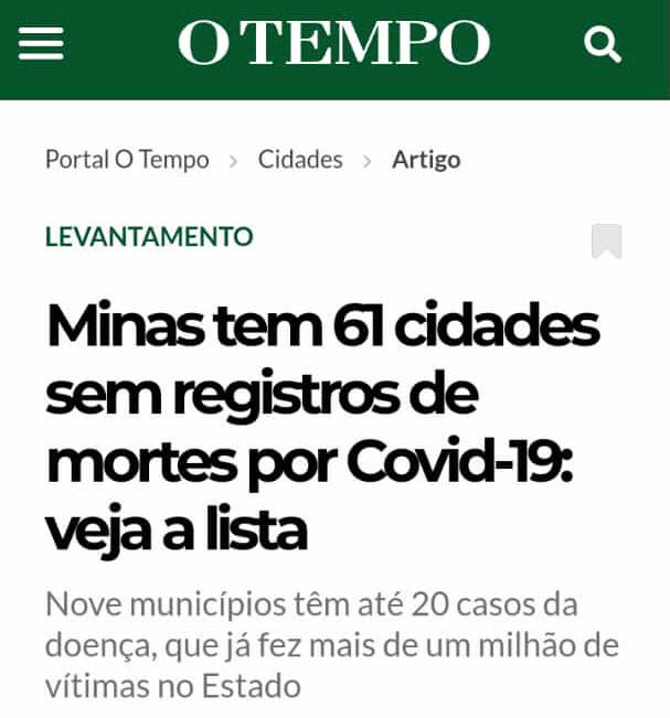 MINAS TEM 61 CIDADES SEM REGISTROS DE MORTES POR COV...