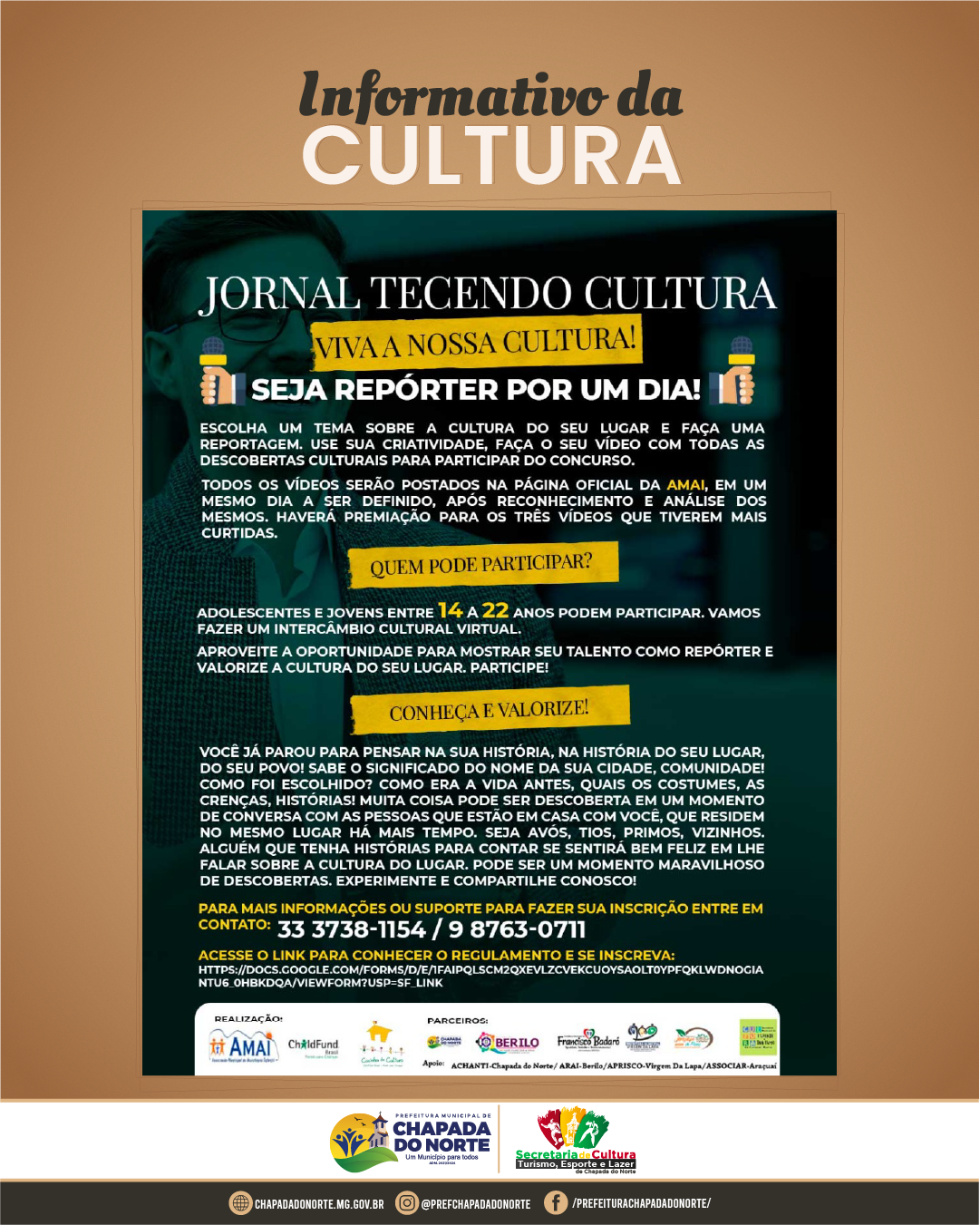 CONCURSO SOBRE CULTURA DA AMAI EM PARCERIA COM PREFE...