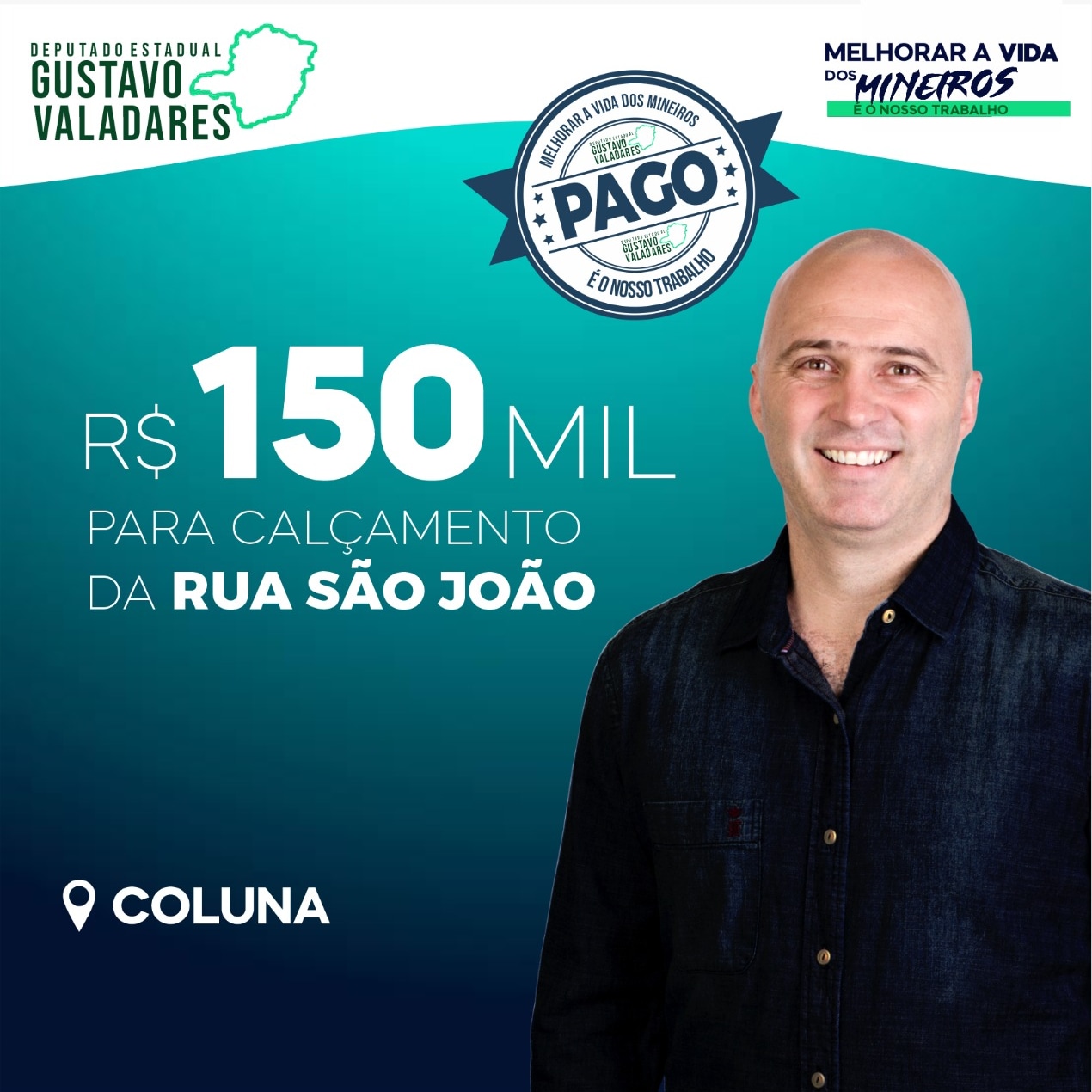 COLUNA RECEBE 150 MIL REAIS PARA CALÇAMENTO DA RUA S...