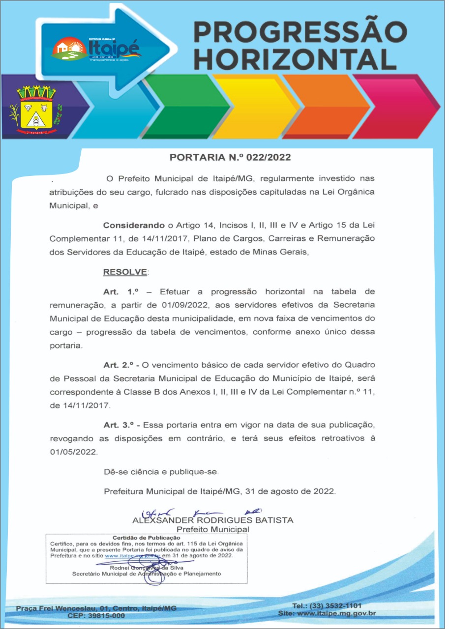 PROGRESSÃO HORIZONTAL BENEFICIA SERVIDORES DA EDUCAÇÃO