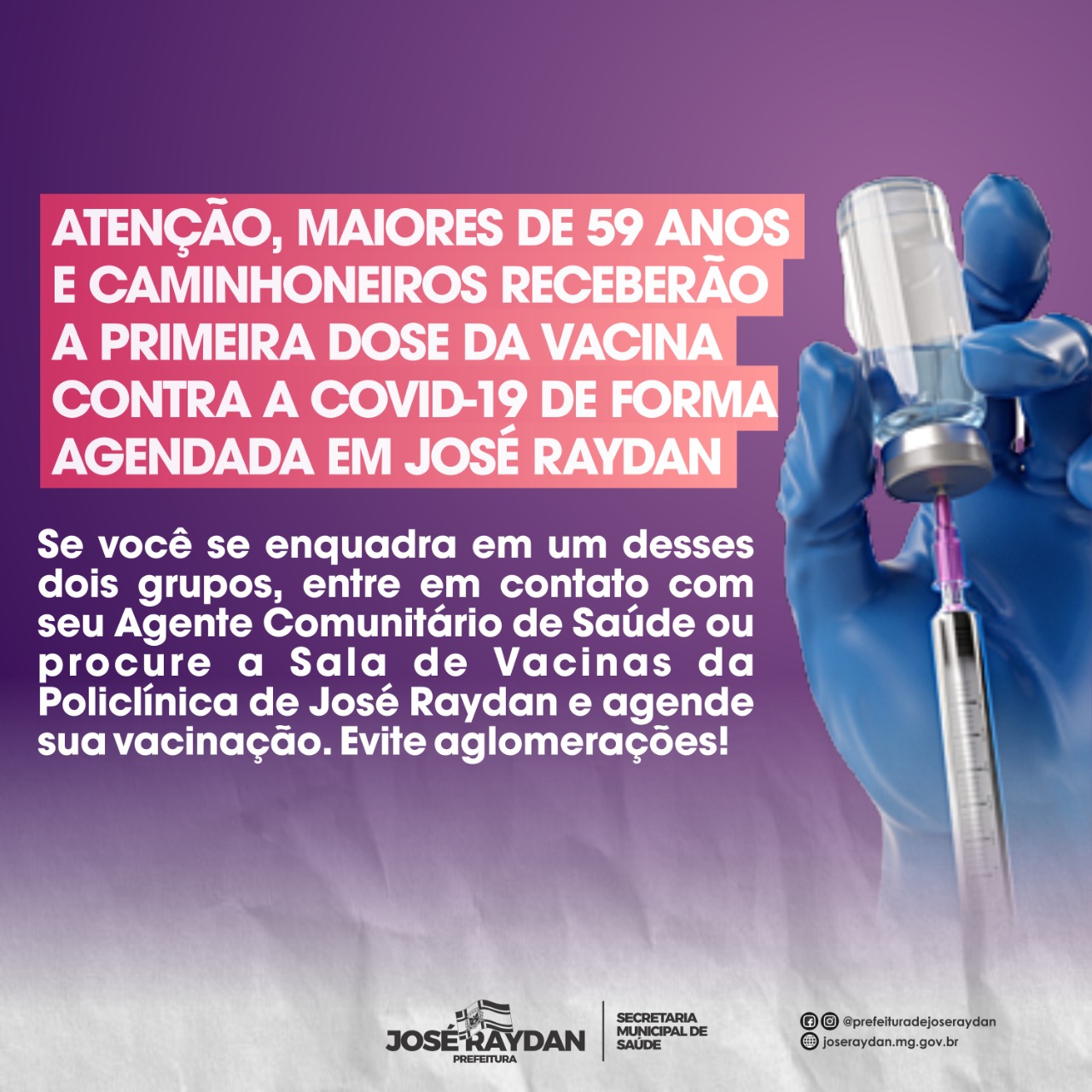 MAIORES DE 59 ANOS E CAMINHONEIROS SERÃO VACINADOS C...