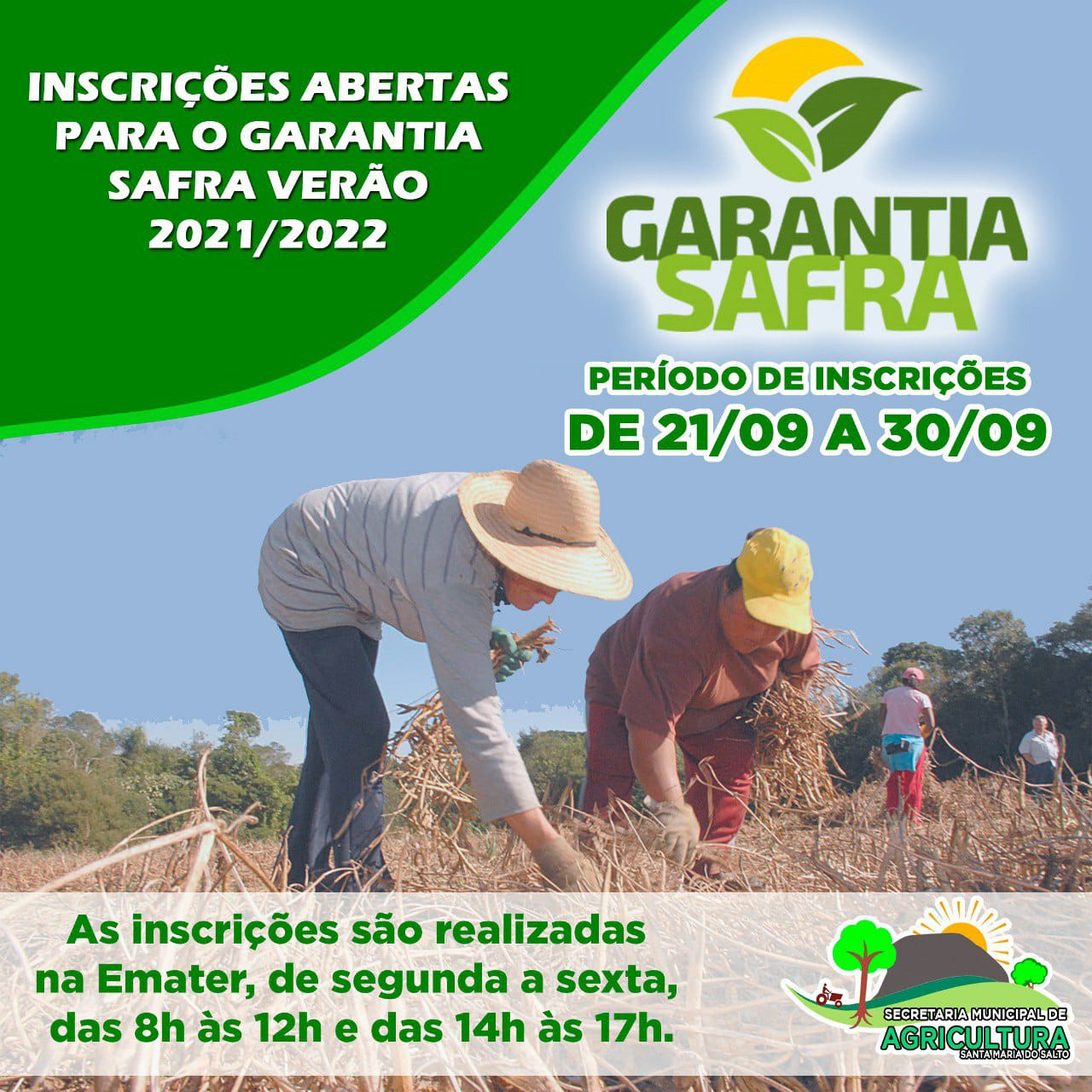 INSCRIÇÕES ABERTAS PARA O GARANTIA SAFRA VERÃO 2021/...