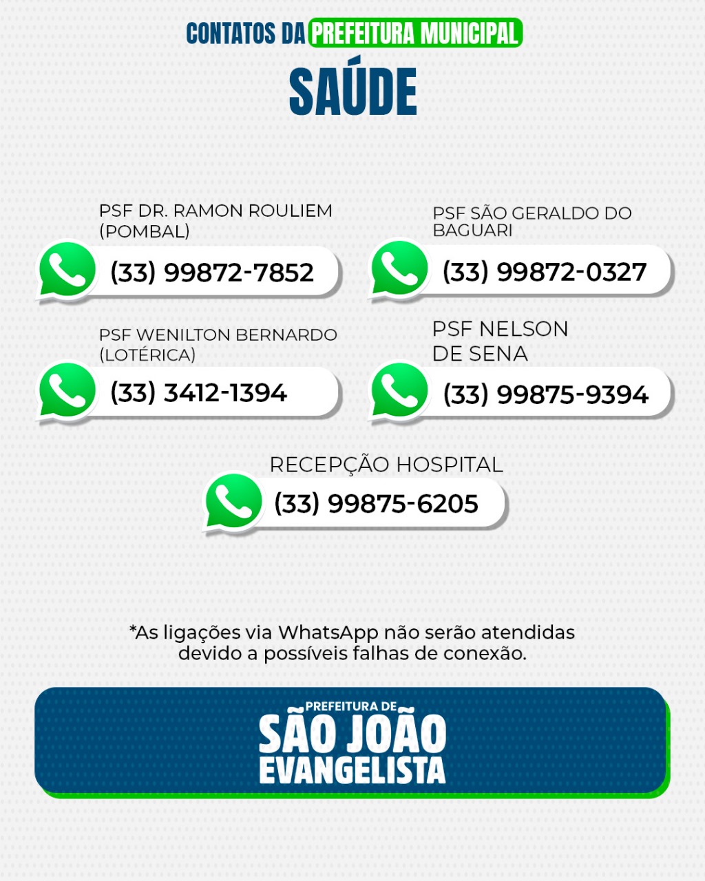 CONTATOS DA PREFEITURA MUNICIPAL