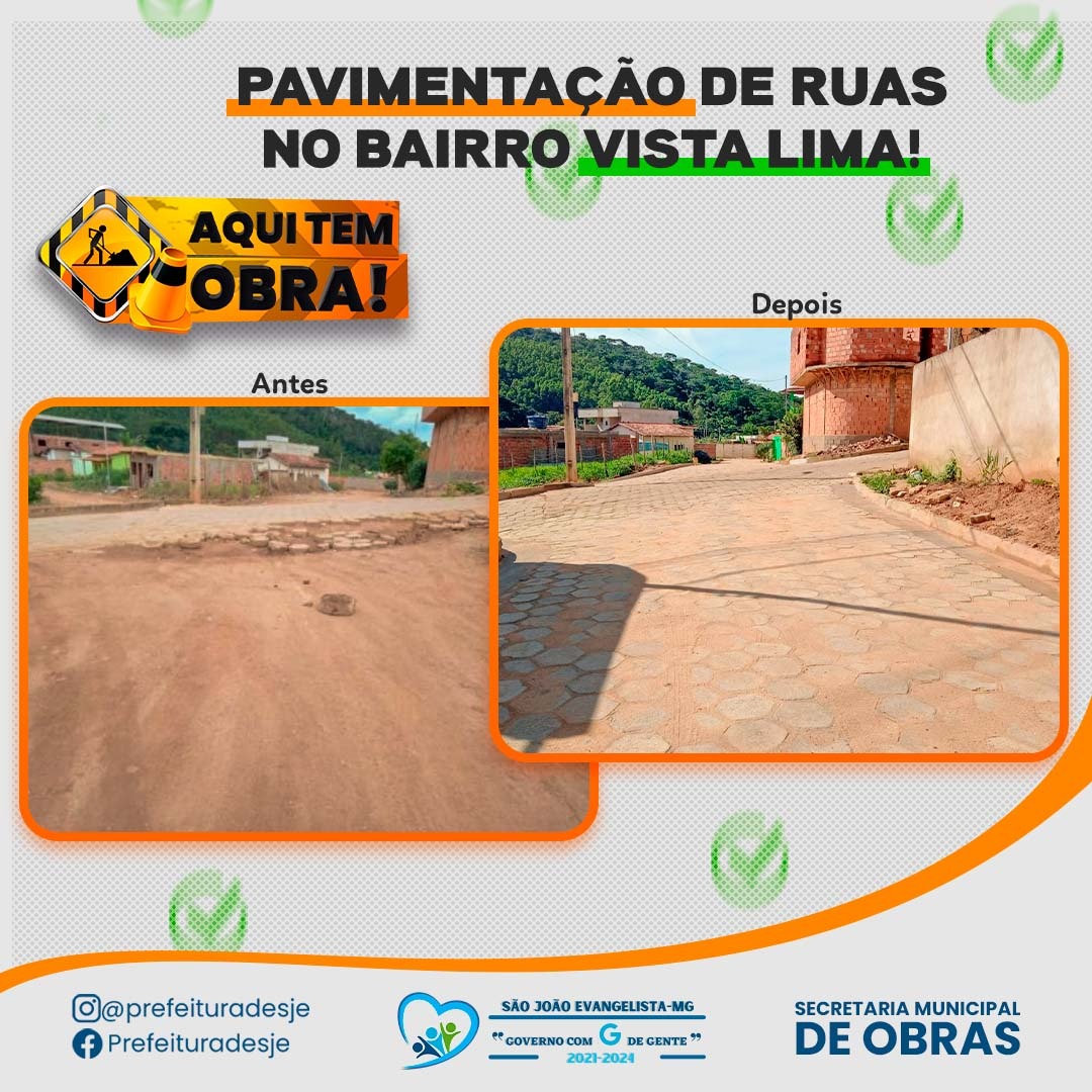 PAVIMENTAÇÃO DE RUAS NO BAIRRO VISTA LIMA!