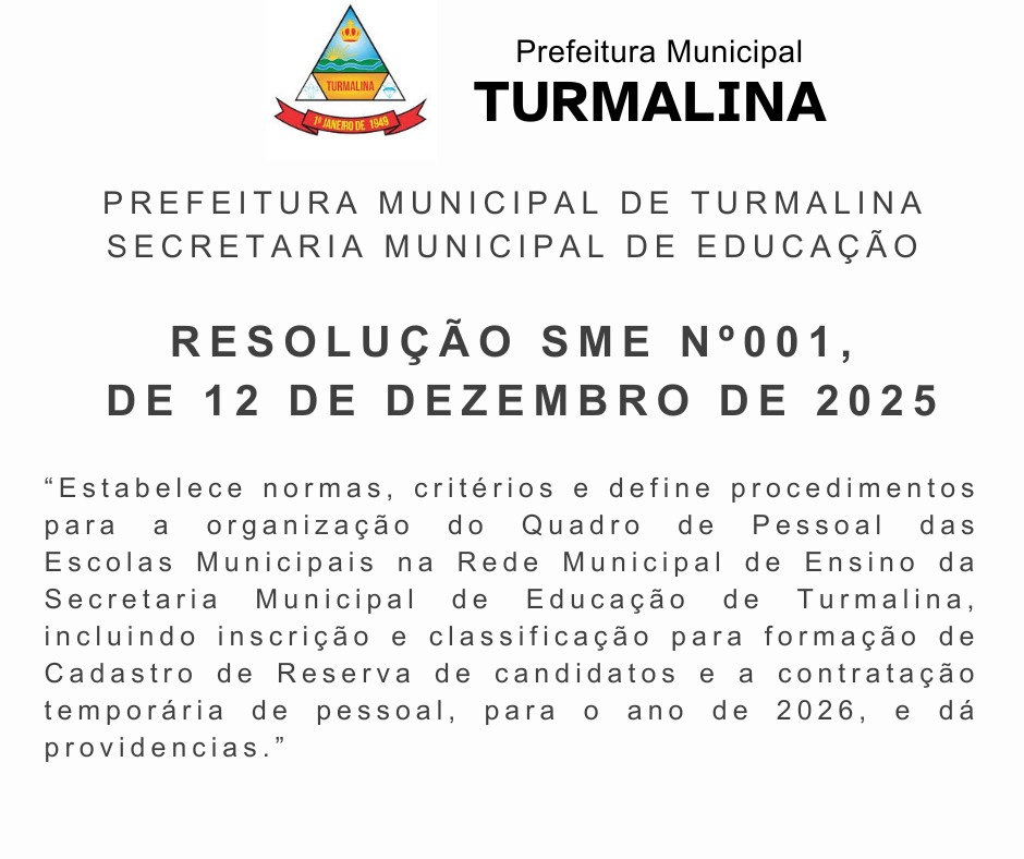 RESOLUÇÃO SME Nº 001/2025