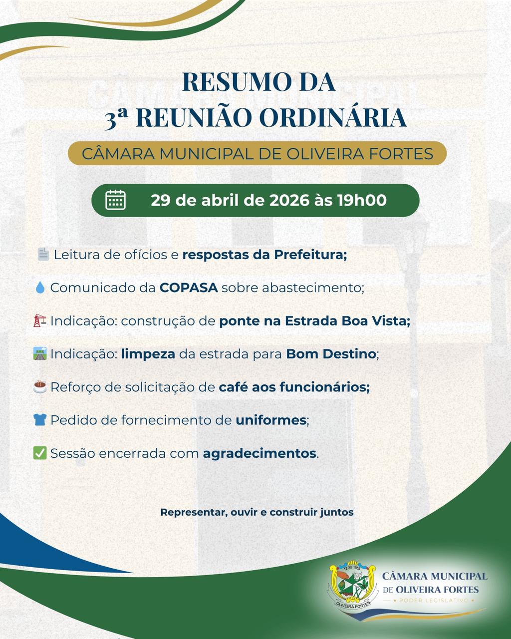 A CÂMARA MUNICIPAL DE OLIVEIRA FORTES REALIZOU, NO D...
