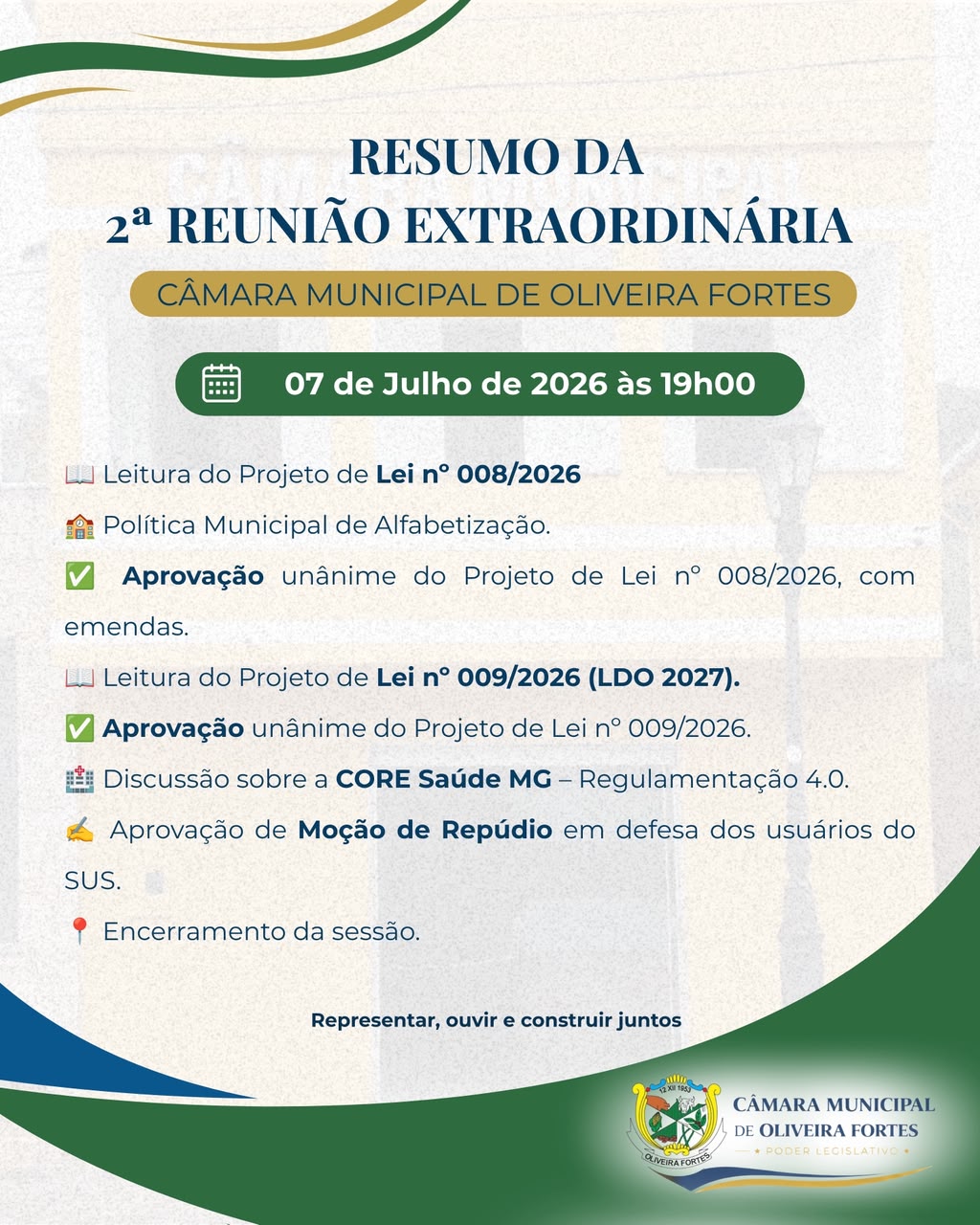RESUMO DA 2ª REUNIÃO EXTRAORDINÁRIA