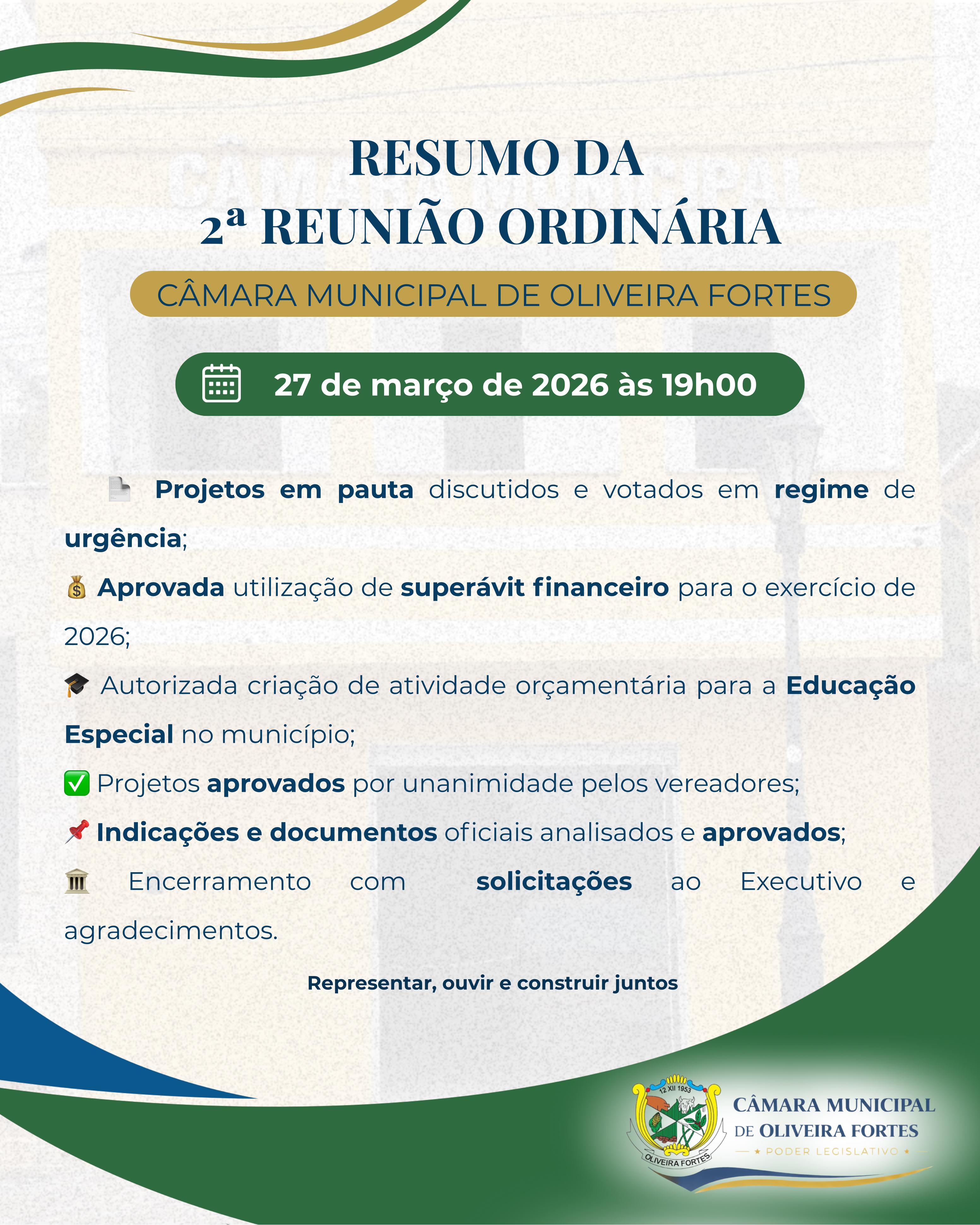 RESUMO DA 2ª REUNIÃO ORDINÁRIA