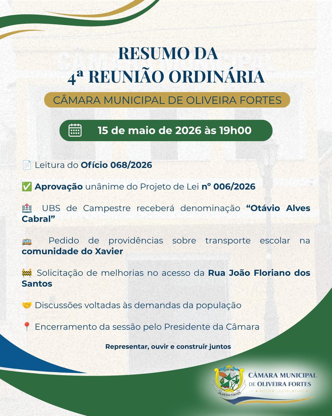RESUMO DA 4ª REUNIÃO ORDINÁRIA