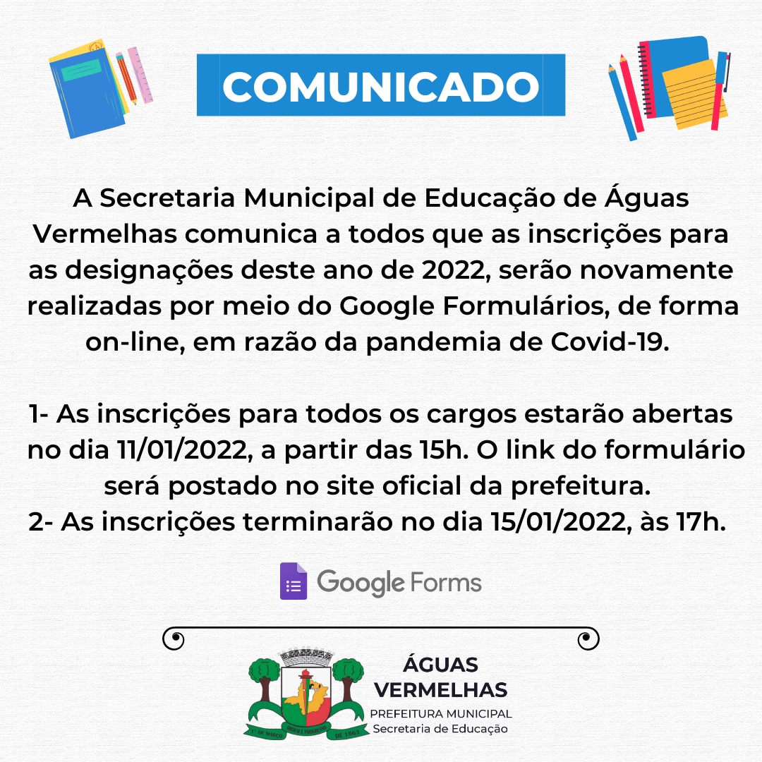 INSCRIÇÕES PARA AS DESIGNAÇÕES 2022