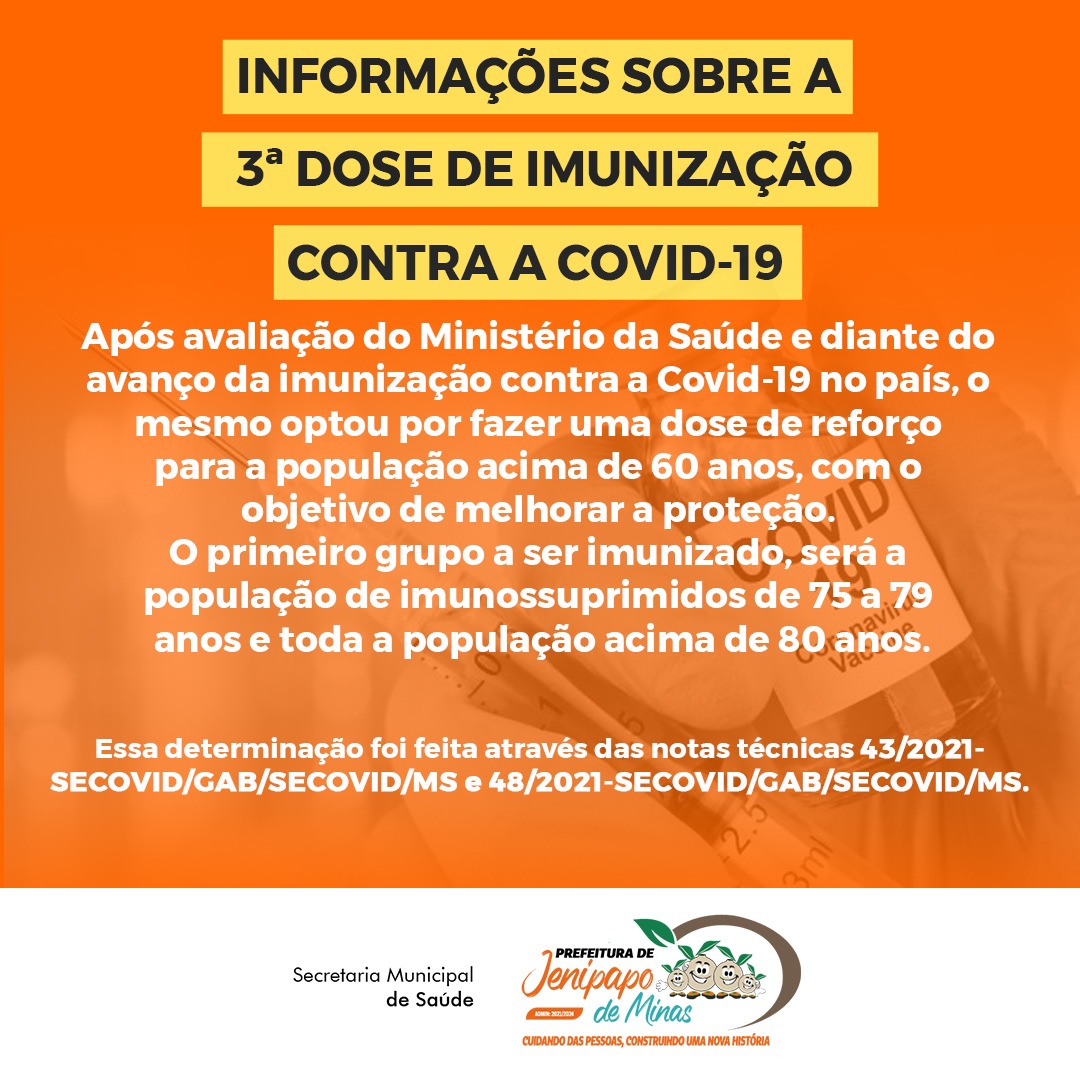 INFORMAÇÕES SOBRE A 3ª DOSE DE IMUNIZAÇÃO CONTRA A C...