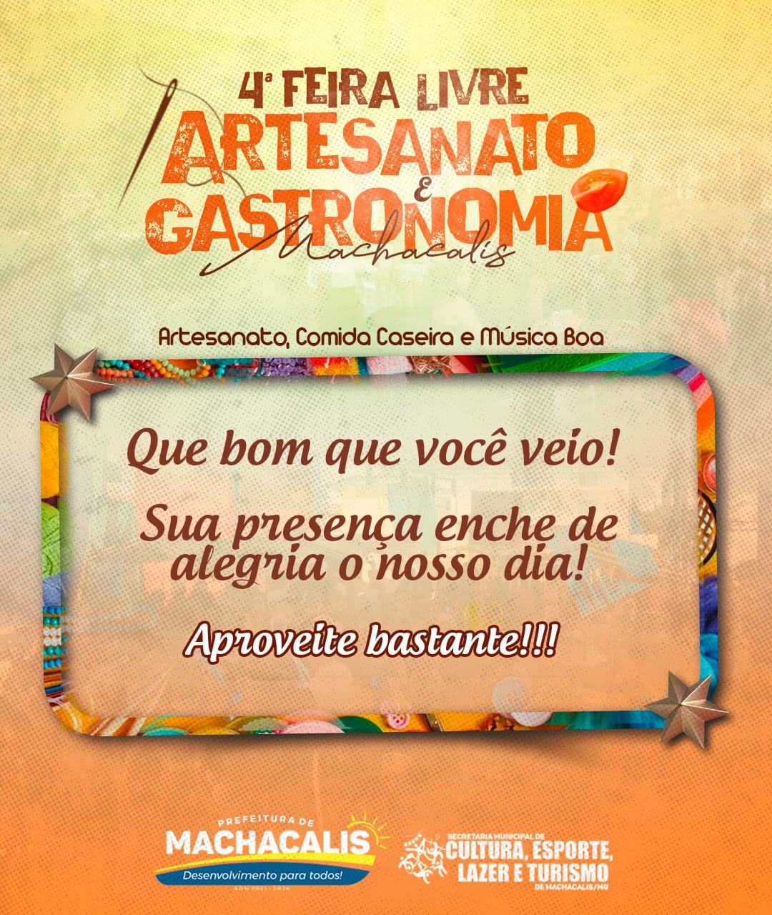 4ª FEIRA LIVRE: ARTESANATO E GASTRONOMIA MACHACALIS