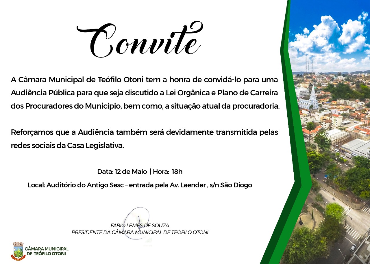 CONVITE AUDIÊNCIA PÚBLICA - 12 DE MAIO DE 2022